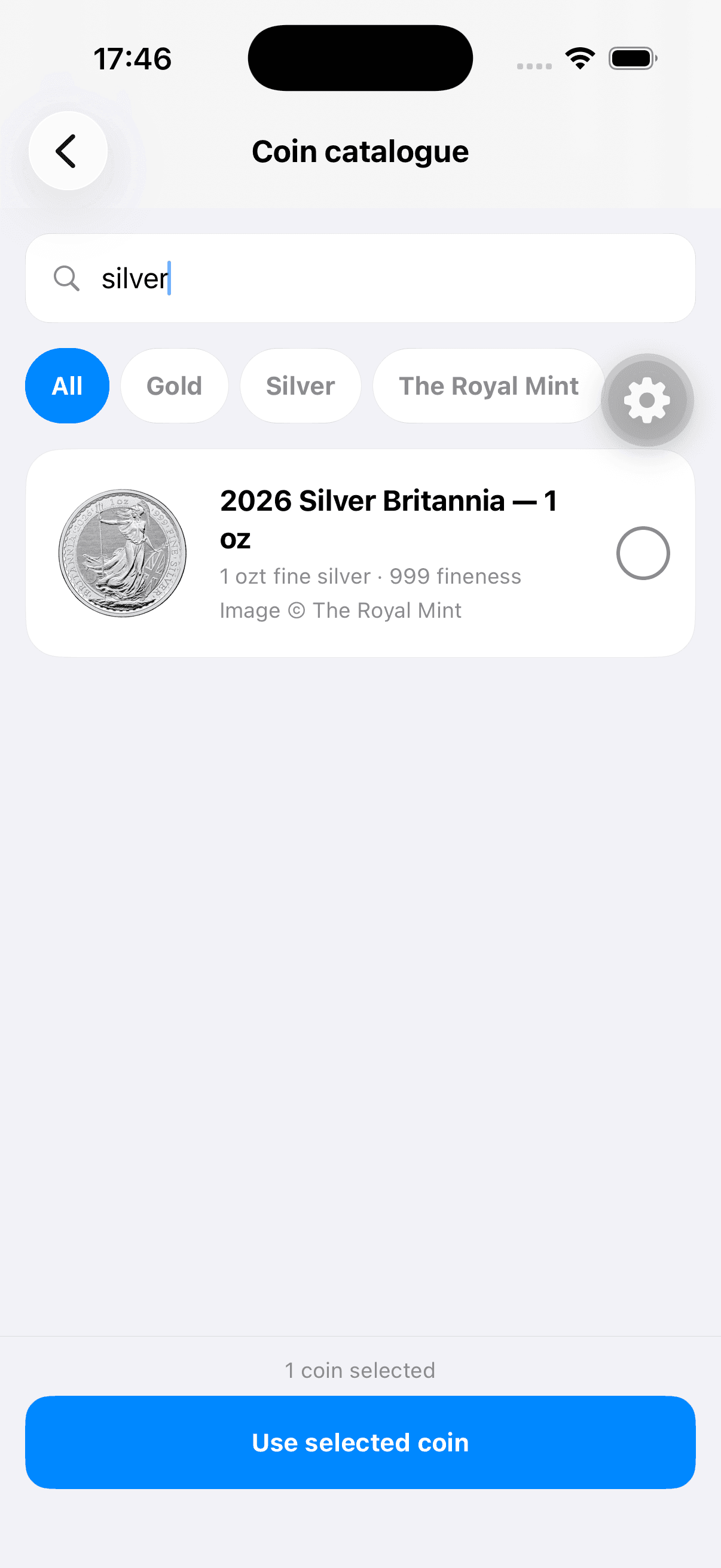 Silver Britannia result in the Troy Ledger coin catalogue